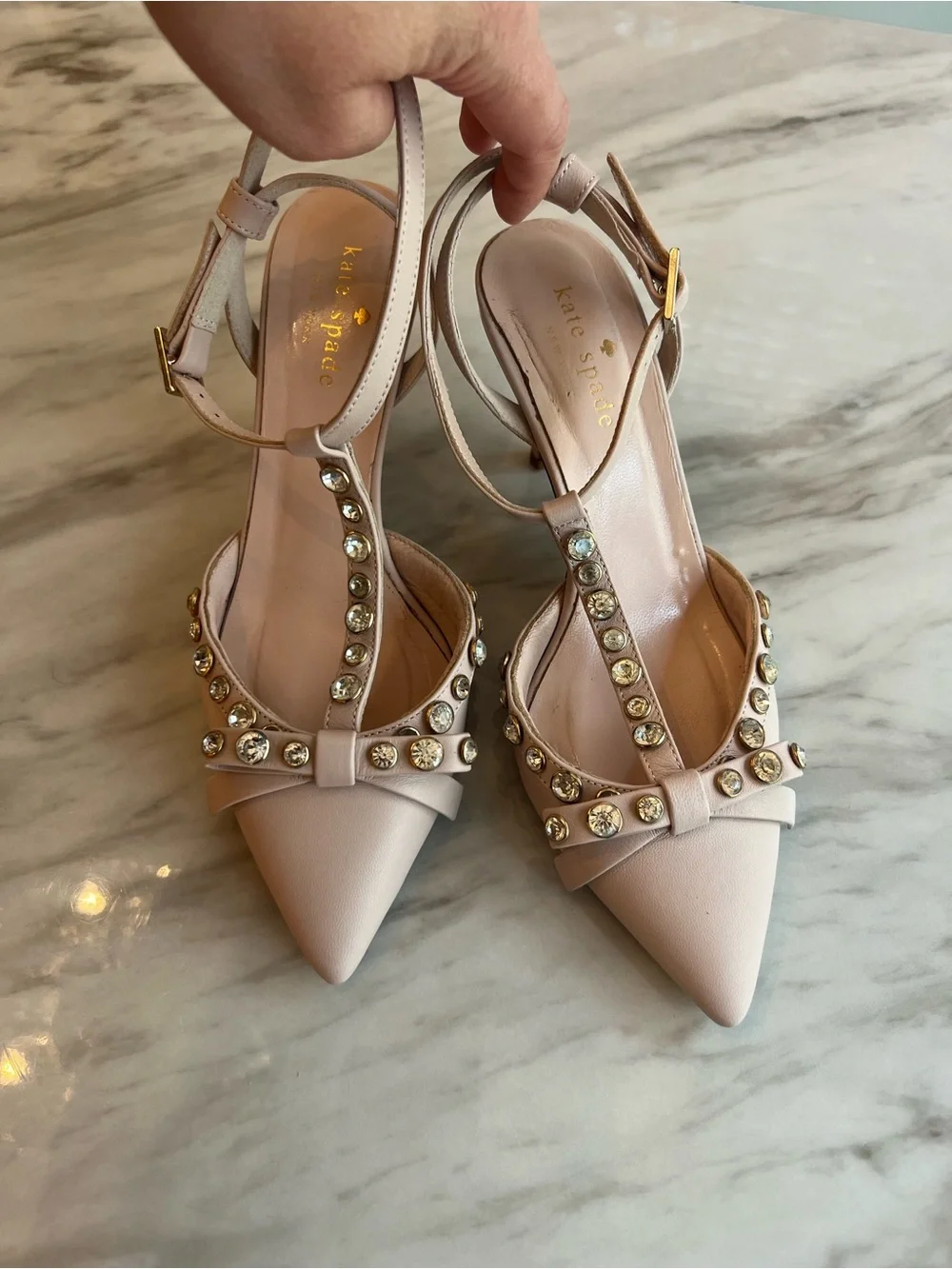 kate spade Blush Pink Embellished Pointed-Toe Heels